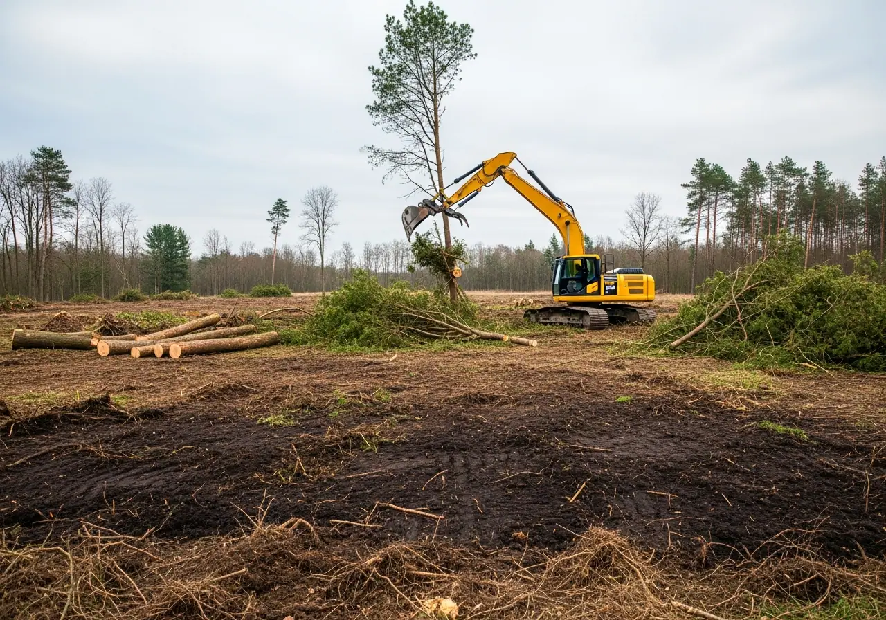 Land being cleared and prepared for its next use