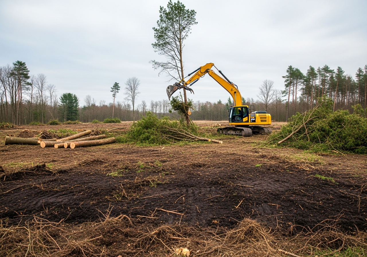 Land being cleared and prepared for its next use
