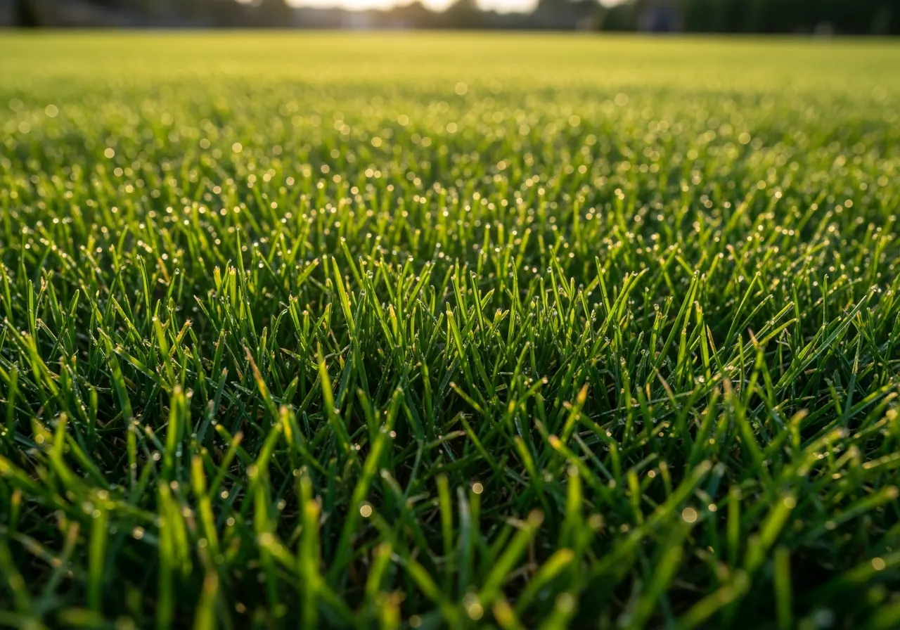 Close-up of lush, healthy established turf grass