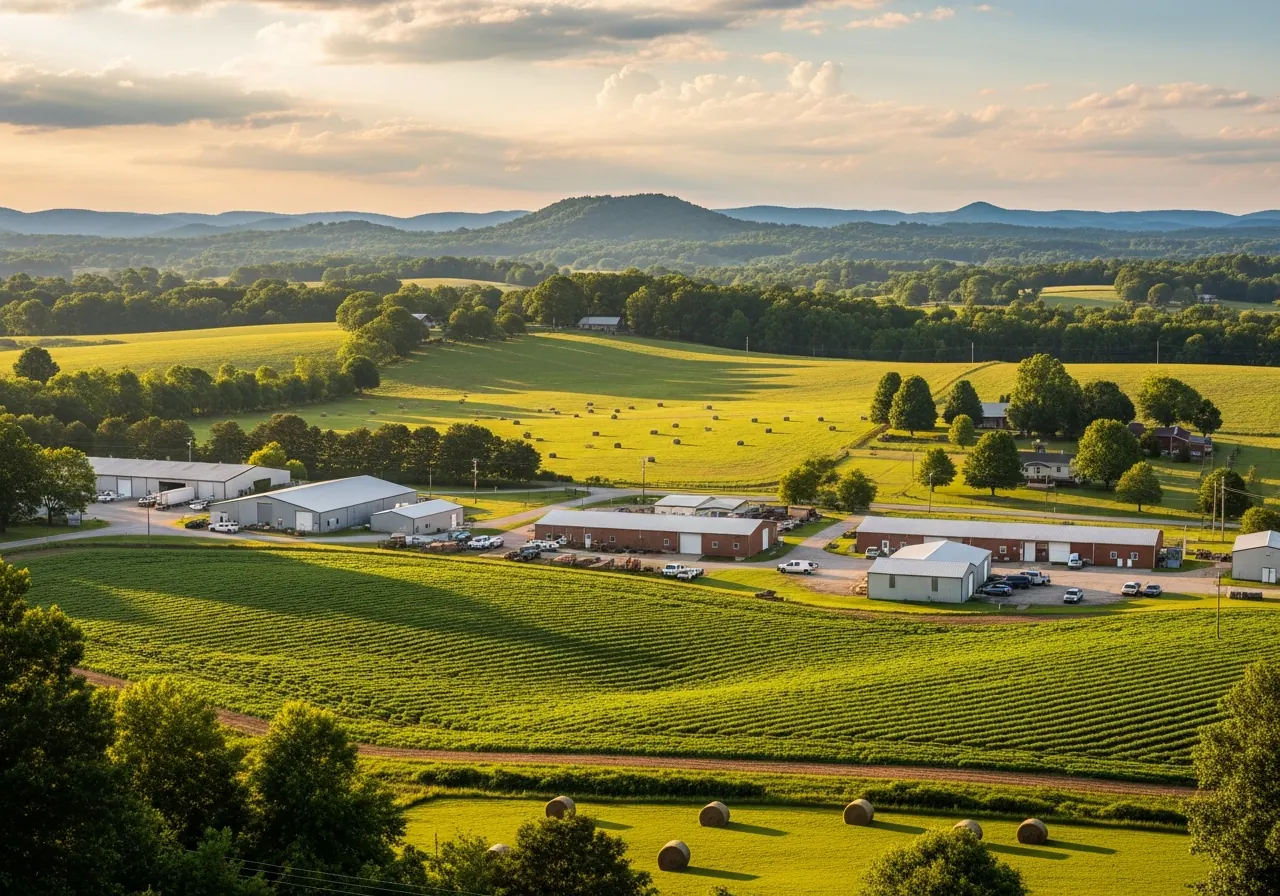 Rolling Upstate South Carolina countryside with large properties