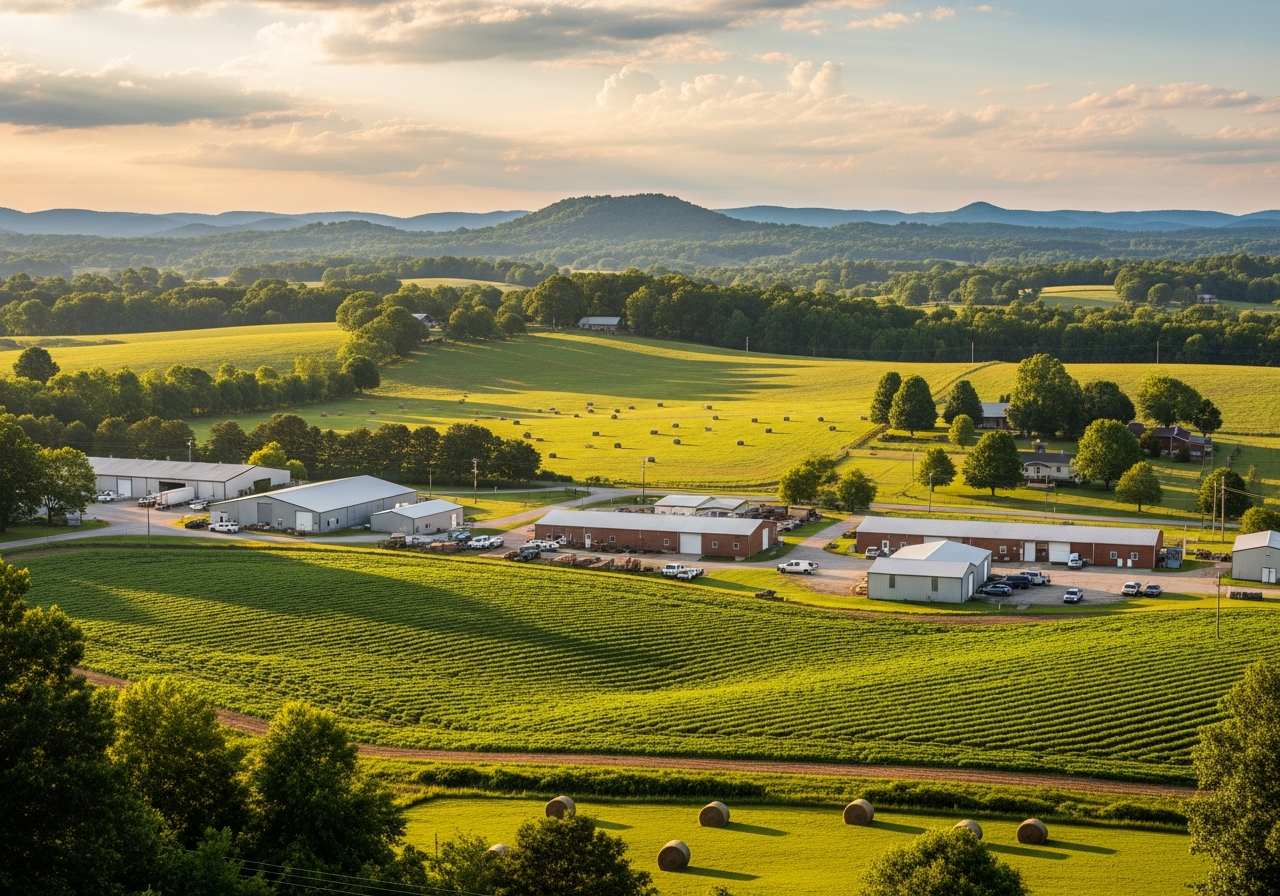 Rolling Upstate South Carolina countryside with large properties